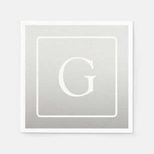 Subtle Light Grey Gradient Surname Monogram  Napkin