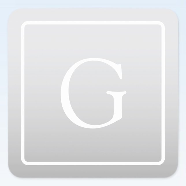 Subtle Light Grey Gradient Surname Monogram  Square Sticker (Creator Uploaded)