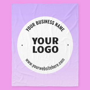 Subtle Light Purple Ombre & Your Business Logo Fleece Blanket