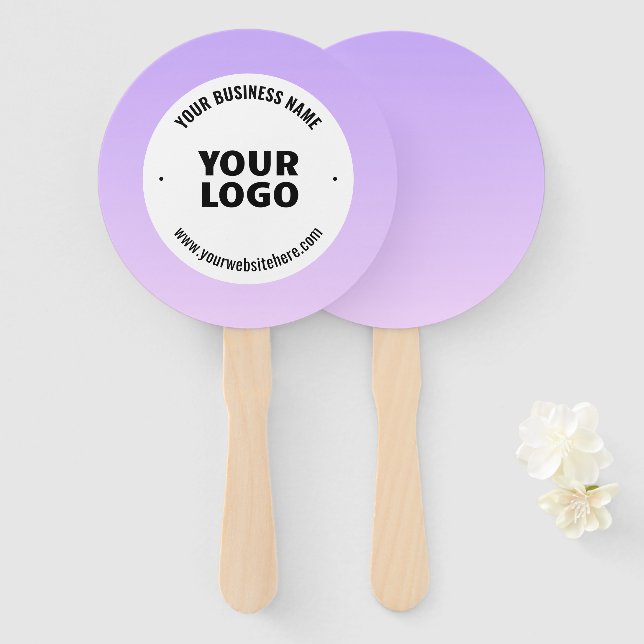 Subtle Light Purple Ombre & Your Business Logo Hand Fan (Front and Back)
