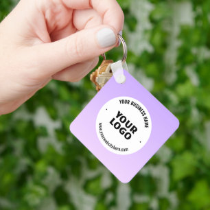 Subtle Light Purple Ombre & Your Business Logo Key Ring