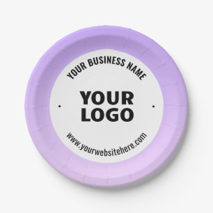 Subtle Light Purple Ombre & Your Business Logo Paper Plate