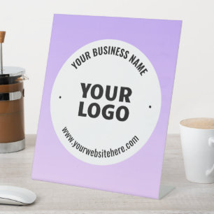 Subtle Light Purple Ombre & Your Business Logo Pedestal Sign