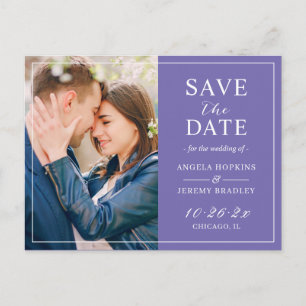 Subtle Light Purple Periwinkle Photo Save the Date Postcard