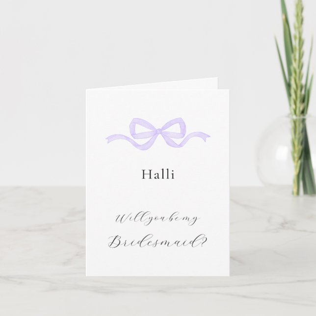 Subtle Lilac Bow Bridesmaid Proposal Invitation (Front)