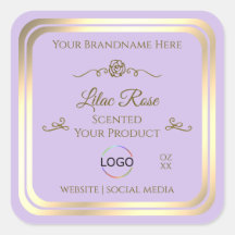 Subtle Lilac Product Label Gold Frame with Logo