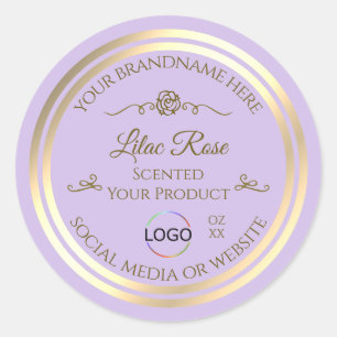 Subtle Lilac Product Label Gold Frame with Logo