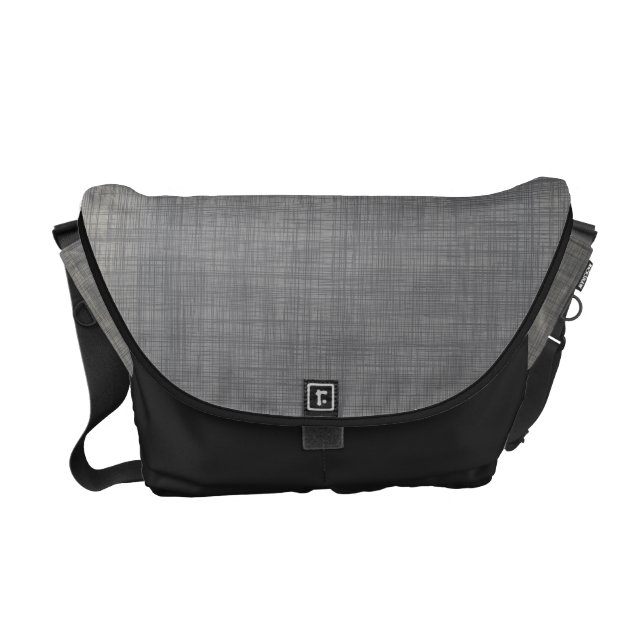 Subtle linen abstract pattern in grey messenger bag (Front)