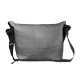 Subtle linen abstract pattern in grey messenger bag (Back)