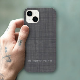 Subtle Linen Pattern - Grey with Name