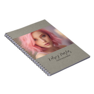 Subtle Linen Texture Personalizable Photo Notebook