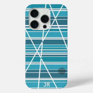 Subtle Monogram Aqua and white Abstract iPhone 15 Pro Case