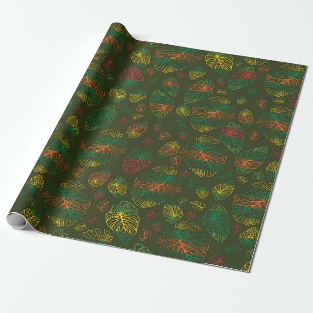 Subtle Monstera Essence Wrapping Paper (Unrolled)