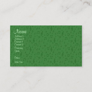 Subtle Musical Notes in Green Business Card