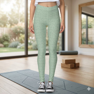 Subtle Paisley Sage Green White Spring Colours Leggings