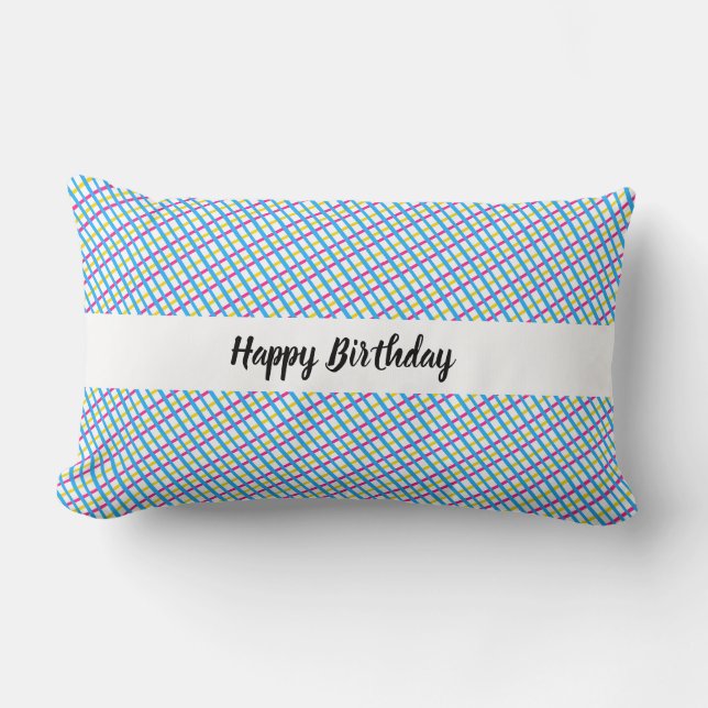Subtle Pansexual Colours Plaid Lumbar Cushion (Front)