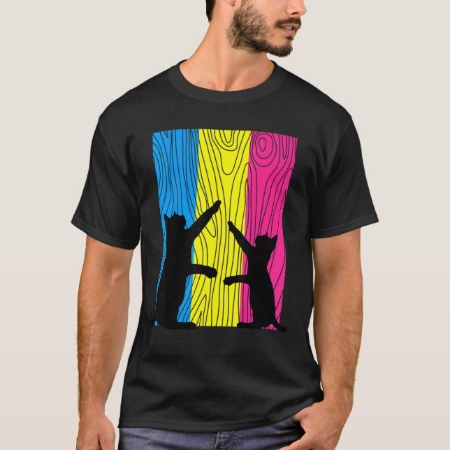 Subtle Pansexual Pride Cat Kitten   Funny LGBT Pan T-Shirt (Front)