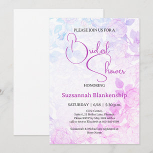 Subtle Pastel Floral Background Bridal Shower  Invitation