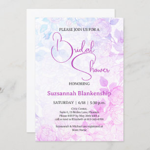 Subtle Pastel Floral Background Bridal Shower Invitation