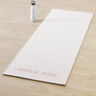 Subtle Personalised Soft Blush Pink on White Yoga Mat