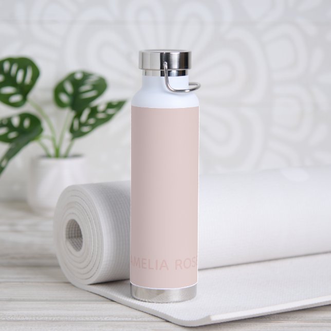 Subtle Pink Name on Soft Blush Pink Water Bottle (Yoga)