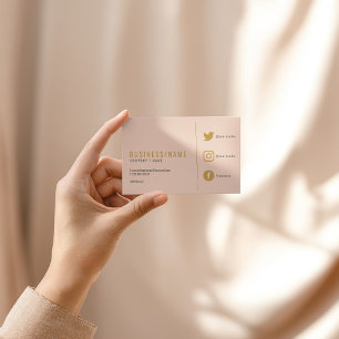 Subtle pink social media business card. business c business card