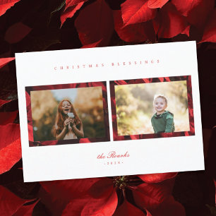 SUBTLE POINSETTIA BORDER CHRISTMAS CARD