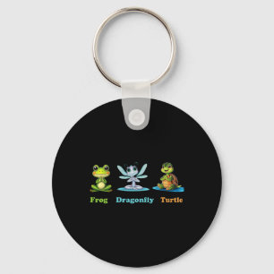Subtle Political Humor Frog Dragonfly Turtle Yoga Key Ring