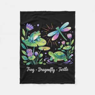 Subtle Political Humour Frog Dragonfly Turtle Fleece Blanket
