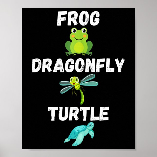 Subtle Political Humour Frog Dragonfly Turtle  Poster (Front)