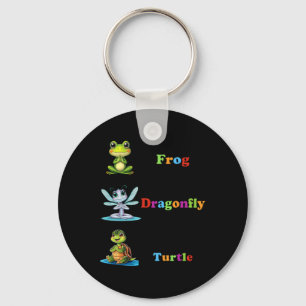 Subtle Political Humour Frog Dragonfly Turtle Yoga Key Ring