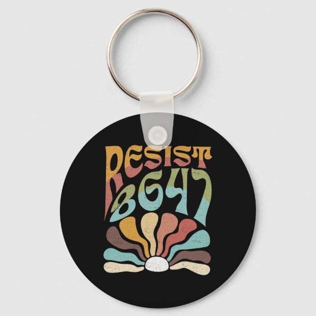 Subtle Resist 8647 Trump Resist Trump Protest Boho Key Ring (Front)