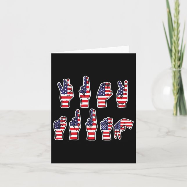 Subtle Resist Trump Asl Sign Language 4th Of July  Card (Front)