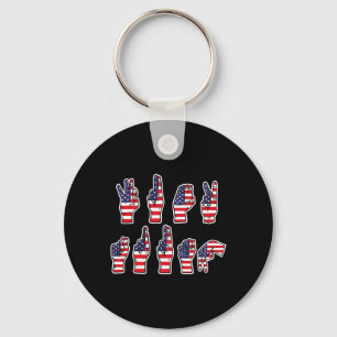 Subtle Resist Trump Asl Sign Language 4th Of July  Key Ring