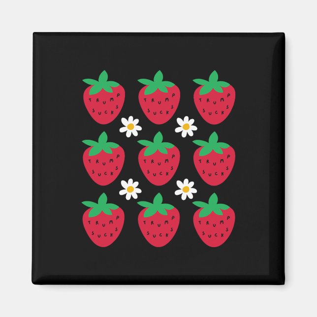 Subtle Resist Trump Daisy Strawberry Protest Femin Magnet (Front)