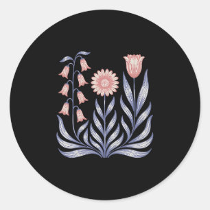 Subtle Resist Trump Foxglove Daisy Tulip Flower 4t Classic Round Sticker