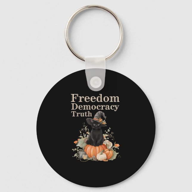 Subtle Resist Trump Freedom Democracy Truth Witch  Key Ring (Front)