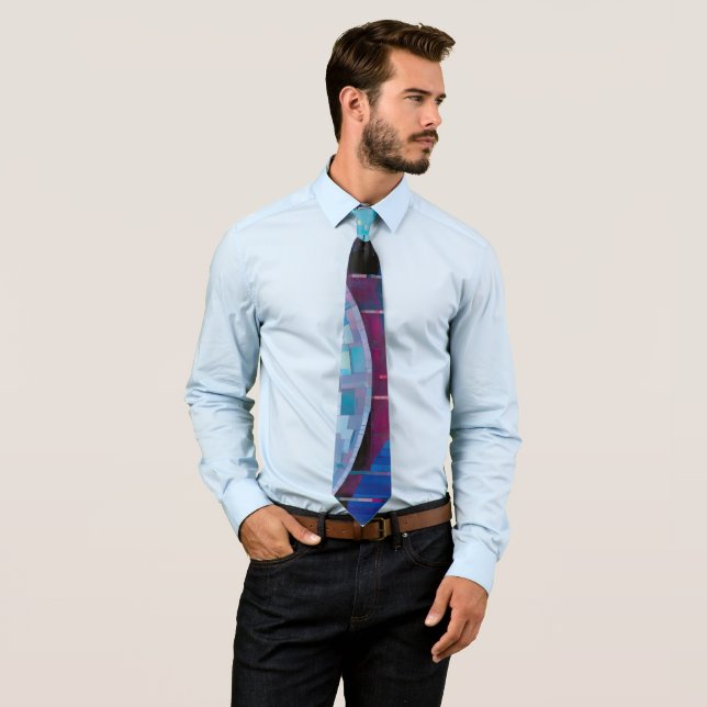 Subtle Shades of Blue & Pink in Abstract Tie (In Situ)