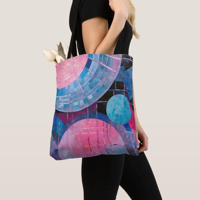 Subtle Shades of Blue & Pink in Abstract Tote Bag (Close Up)