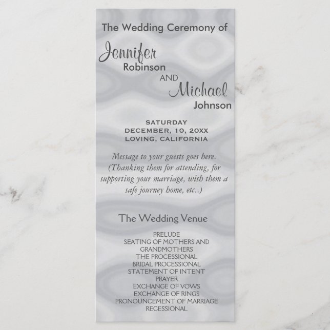 Subtle Silver Wedding Program Programme (Front)