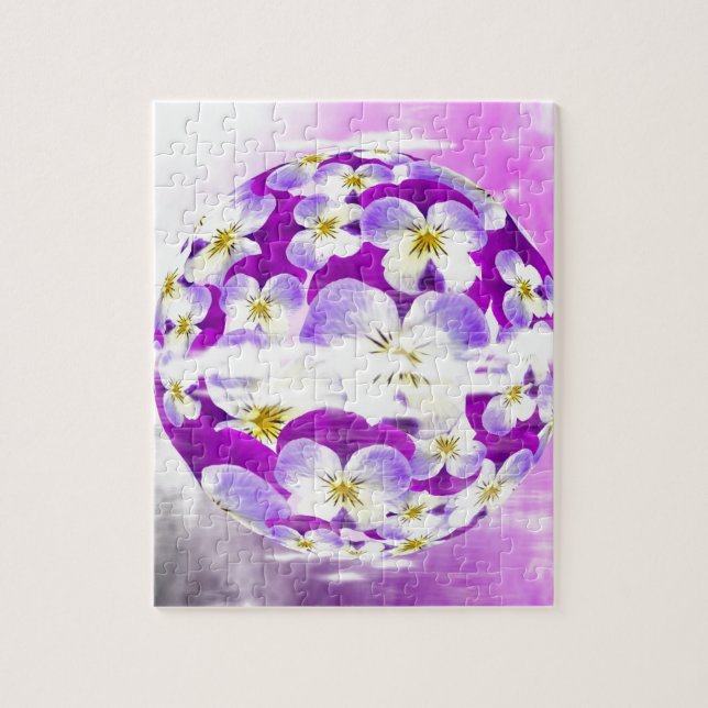 Subtle,  simple Violet pansy flower pattern globe Jigsaw Puzzle (Vertical)