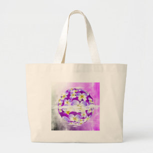 Subtle, simple Violet pansy flower pattern globe Large Tote Bag