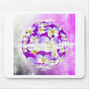 Subtle,  simple Violet pansy flower pattern globe Mouse Pad
