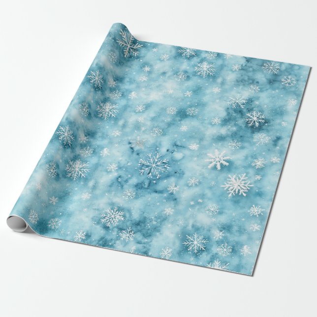 Subtle Snowflakes Wrapping Paper (Unrolled)