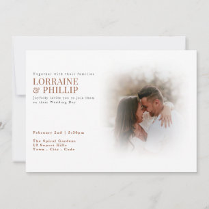 Subtle soft whitephoto gradient wedding invitation