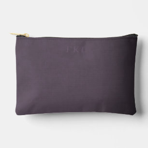 Subtle Triple Monogram on Mottled Dusty Plum Accessory Pouch