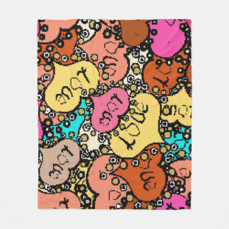 Subtle vintage pattern with tiny orange,  black an fleece blanket