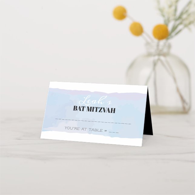 SUBTLE WATERCOLOR Bat Mitzvah Seating Card (Front)