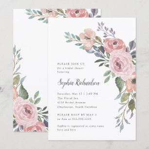 Subtle Watercolor Roses Bridal Shower Invitation