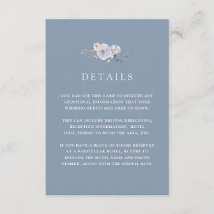 Subtle Watercolor Roses Dusty Blue Guest Details Enclosure Card